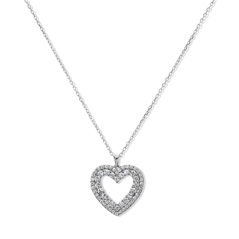 Main Image 1 of 1 CT. T.W. Lab-Grown Diamond Heart Necklace in Sterling Silver (F/VS2) - 18"