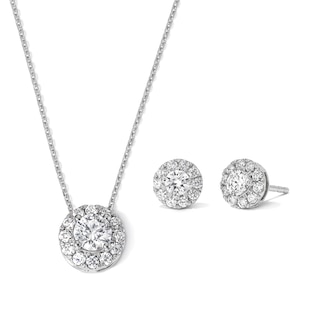 1-1/4 CT. T.W. Certified Lab-Grown Diamond Frame Necklace and Earrings Set in 10K White Gold (F/VS2)