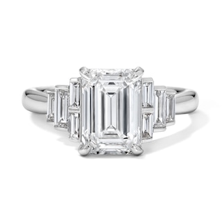 3 CT. T.W. Certified Emerald-Cut Lab-Grown Diamond Engagement Ring in 14K White Gold (F/VS2)