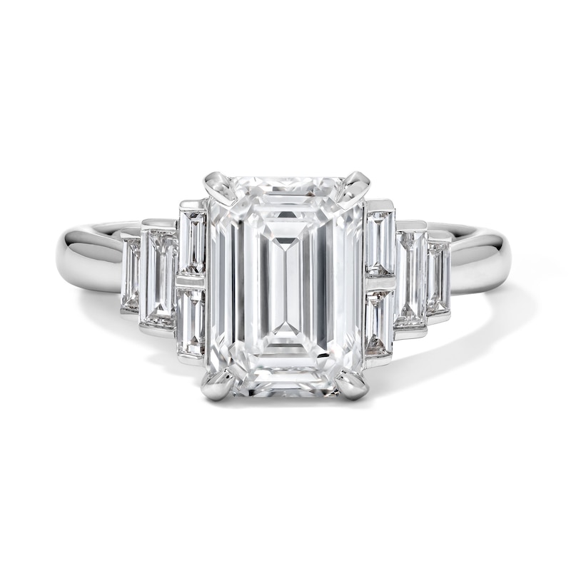 Main Image 1 of 3 CT. T.W. Certified Emerald-Cut Lab-Grown Diamond Engagement Ring in 14K White Gold (F/VS2)