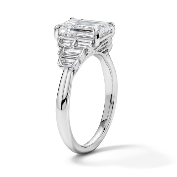 3 CT. T.w. Certified Emerald-Cut Lab-Grown Diamond Engagement Ring in 14K White Gold (F/Vs2)