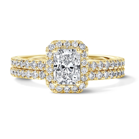 1-1/4 CT. T.W. Radiant-Cut Certified Lab-Grown Diamond Frame Bridal Set in 14K Gold (F/VS2)