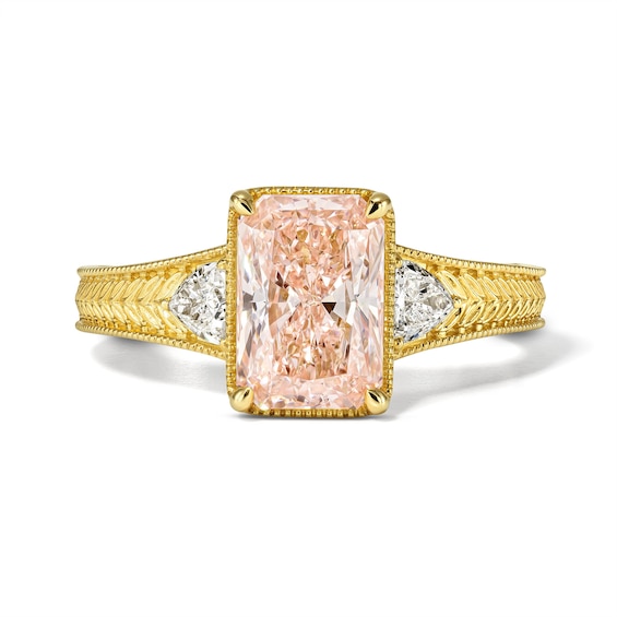 2-1/5 CT. T.w. Certified Radiant-Cut Pink Lab-Grown Diamond Engagement Ring in 14K Gold (F/Vs2)