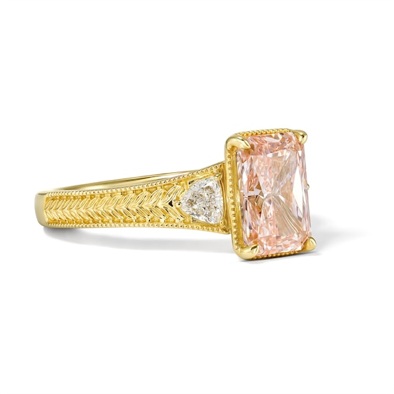 2-1/5 CT. T.w. Certified Radiant-Cut Pink Lab-Grown Diamond Engagement Ring in 14K Gold (F/Vs2)