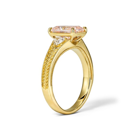 2-1/5 CT. T.w. Certified Radiant-Cut Pink Lab-Grown Diamond Engagement Ring in 14K Gold (F/Vs2)