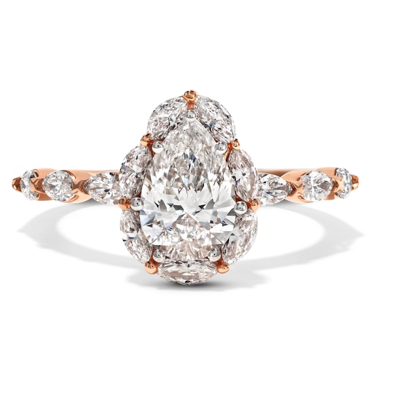 1-3/4 CT. T.W. Pear-Shaped Certified Lab-Grown Diamond Frame Engagement Ring in 14K Rose Gold (F/VS2)