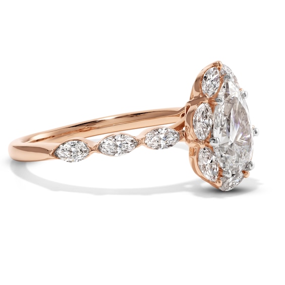 1-3/4 CT. T.w. Pear-Shaped Certified Lab-Grown Diamond Frame Engagement Ring in 14K Rose Gold (F/Vs2)