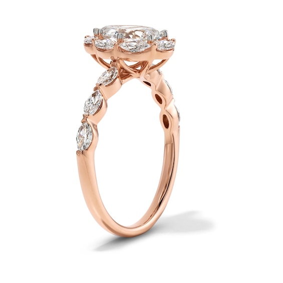 1-3/4 CT. T.w. Pear-Shaped Certified Lab-Grown Diamond Frame Engagement Ring in 14K Rose Gold (F/Vs2)