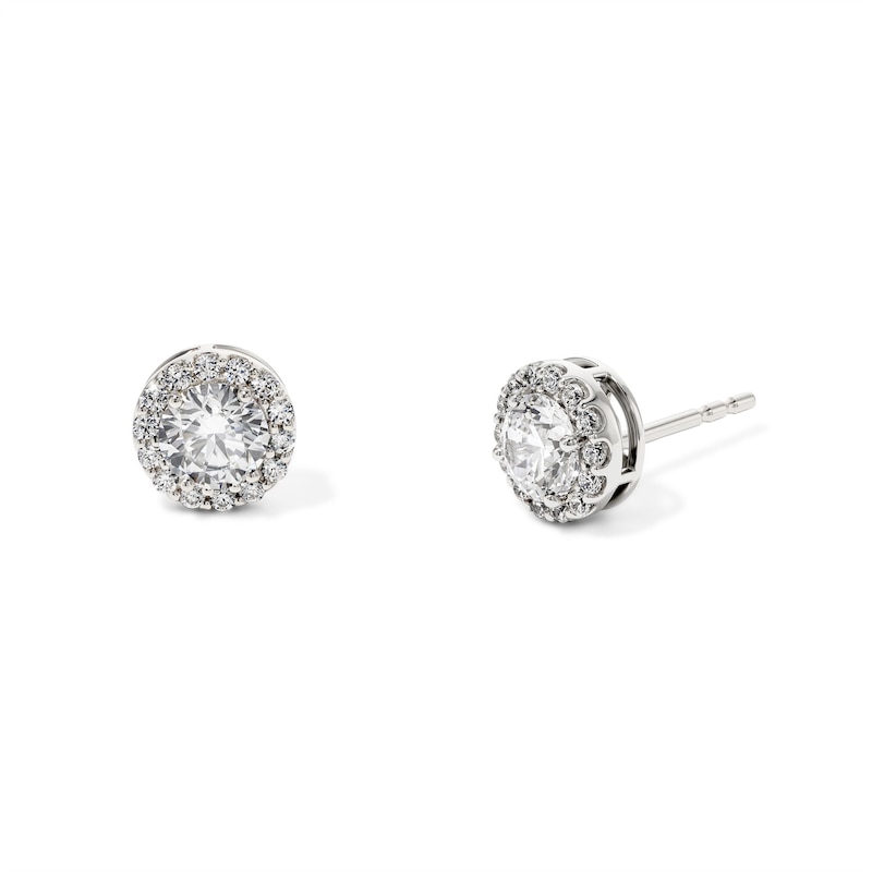 Main Image 1 of 1-1/2 CT. T.W. Certified Lab-Grown Diamond Frame Stud Earrings in 10K White Gold (F/VS2)