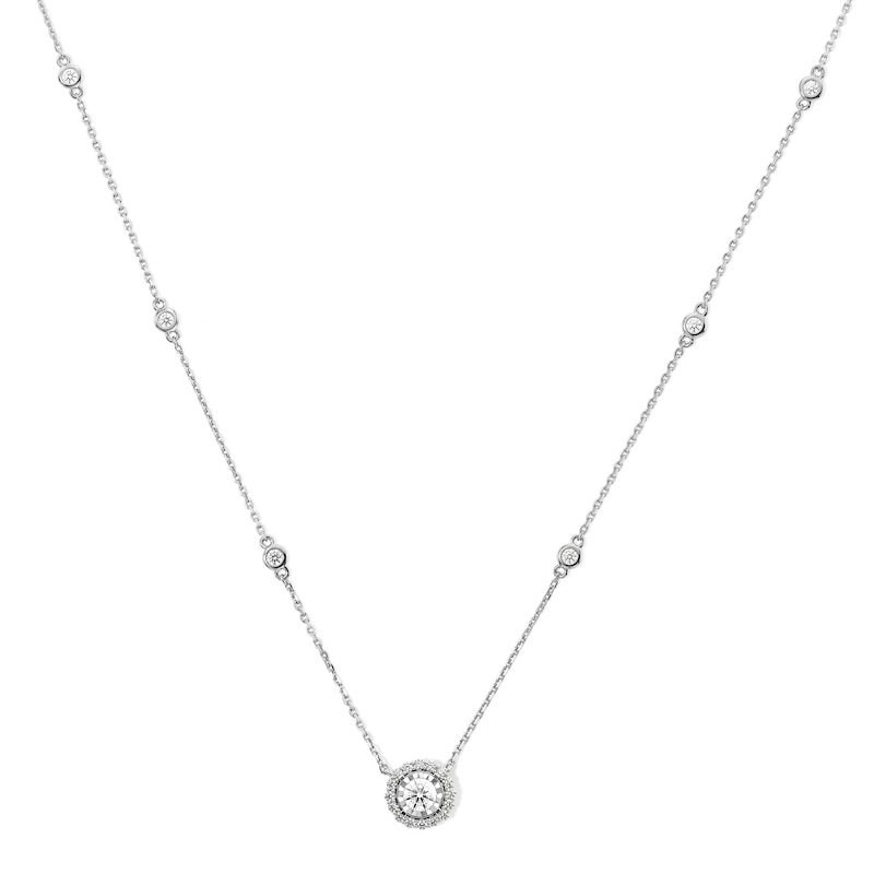 Main Image 1 of 1/2 CT. T.W. Certified Lab-Grown Diamond Frame Station Necklace in 10K White Gold (F/VS2) - 16.5"