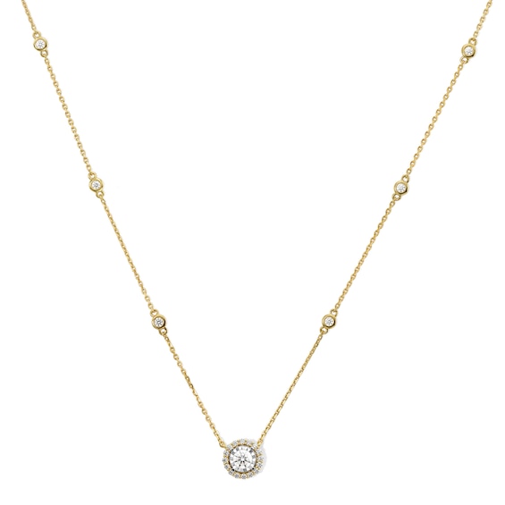 1/2 CT. T.W. Certified Lab-Grown Diamond Frame Station Necklace in 10K Gold (F/VS2) - 16.5"