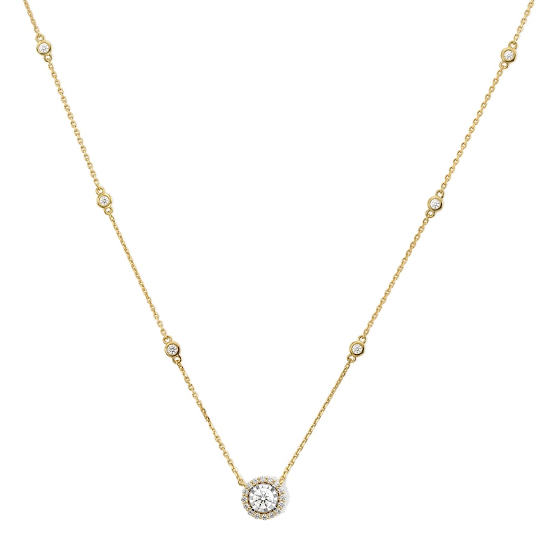 Main Image 1 of 1/2 CT. T.W. Certified Lab-Grown Diamond Frame Station Necklace in 10K Gold (F/VS2) - 16.5"