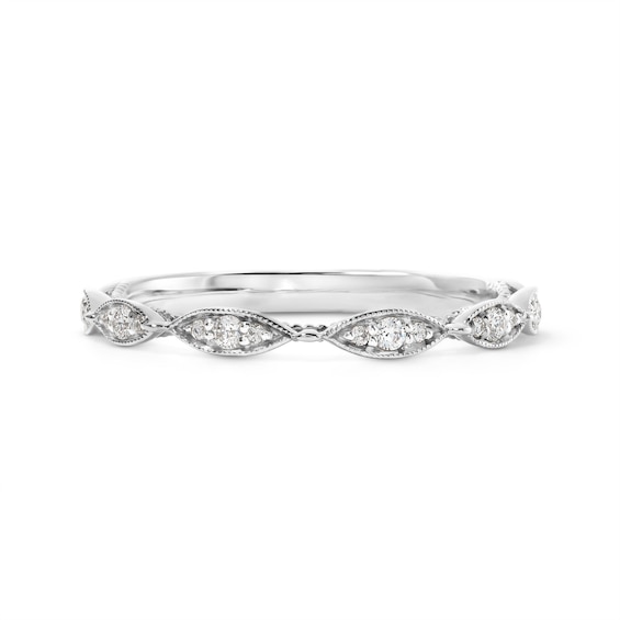 1/8 CT. T.w. Lab-Grown Diamond Milgrain Band in 14K White Gold (F/Vs2)