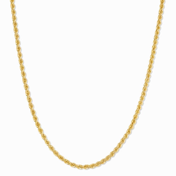 2.1mm Rope Chain Necklace in Hollow 10K Gold - 20"