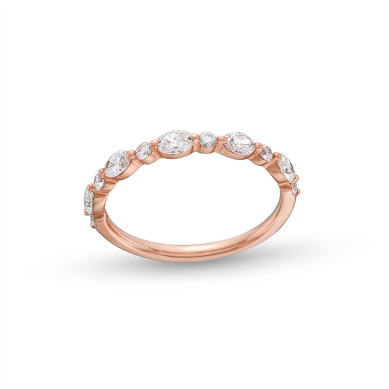 5/8 CT. T.w. Certified Oval Diamond Band in 14K Rose Gold (I/Si2)