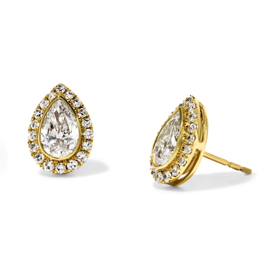 1-1/4 CT. T.W. Certified Pear-Shaped Lab-Grown Diamond Frame Earrings in 10K Gold (F/VS2)