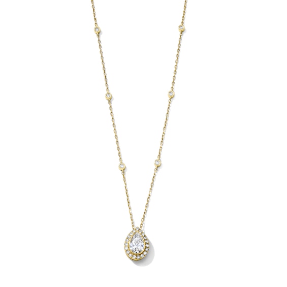 1 CT. T.W. Certified Pear-Shaped Lab-Grown Diamond Frame Necklace in 10K Gold (F/VS2) - 18"