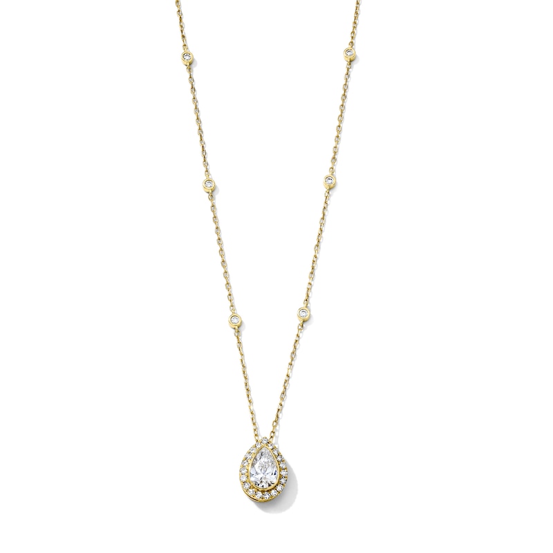 Main Image 1 of 1 CT. T.W. Certified Pear-Shaped Lab-Grown Diamond Frame Necklace in 10K Gold (F/VS2) - 18"
