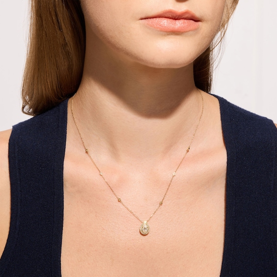 1 CT. T.w. Certified Pear-Shaped Lab-Grown Diamond Frame Necklace in 10K Gold (F/Vs2) - 18"