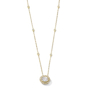 1 CT. T.W. Certified Oval Lab-Grown Diamond Frame Necklace in 10K Gold (F/VS2) - 18"