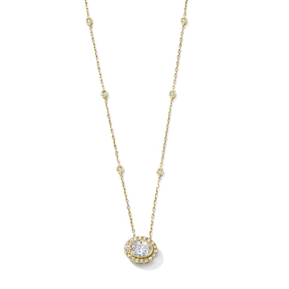 1 CT. T.W. Certified Oval Lab-Grown Diamond Frame Necklace in 10K Gold (F/VS2) - 18"