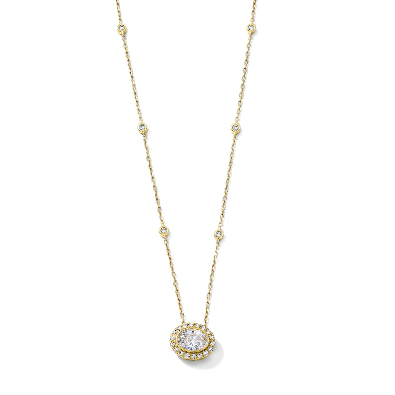 Main Image 1 of 1 CT. T.W. Certified Oval Lab-Grown Diamond Frame Necklace in 10K Gold (F/VS2) - 18"