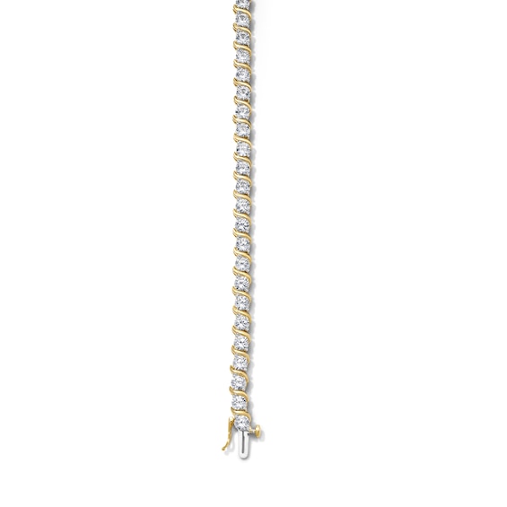 Lab-Created Sapphire Swirl Tennis Bracelet in Sterling Silver with 18K Gold Plate - 7.5"