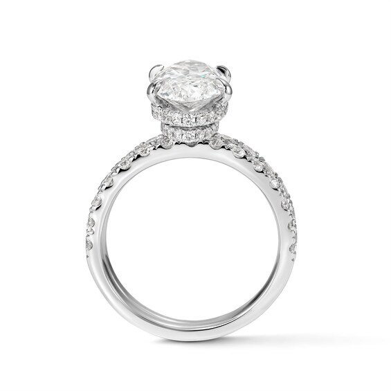 4-1/3 CT. T.w. Certified Moval-Cut Lab-Grown Diamond Bridal Set in 14K White Gold (F/Vs2)
