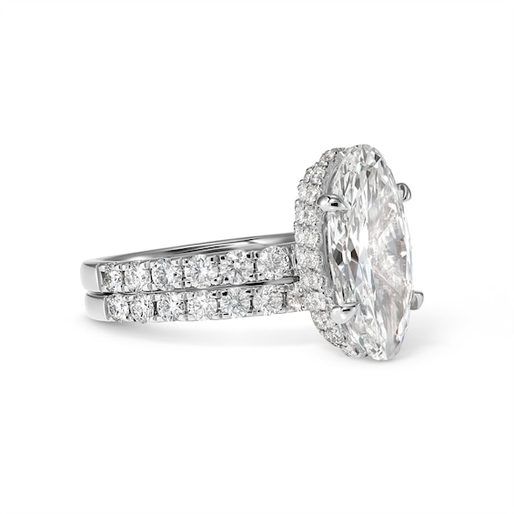 4-1/3 CT. T.w. Certified Moval-Cut Lab-Grown Diamond Bridal Set in 14K White Gold (F/Vs2)