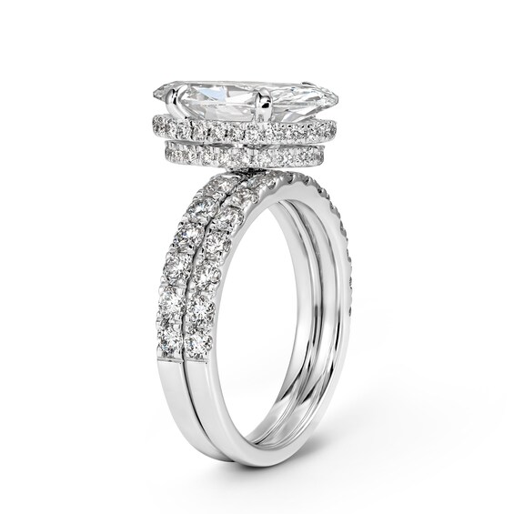 4-1/3 CT. T.w. Certified Moval-Cut Lab-Grown Diamond Bridal Set in 14K White Gold (F/Vs2)