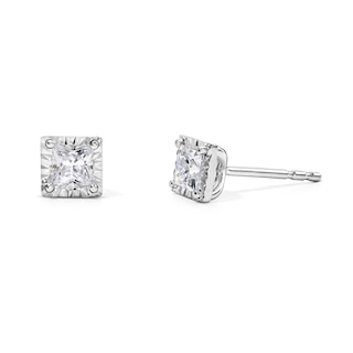 1/2 CT. T.W. Princess-Cut Certified Lab-Grown Diamond Solitaire Earrings in Sterling Silver (F/VS2)