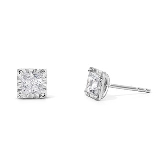 1 CT. T.W. Princess-Cut Certified Lab-Grown Diamond Solitaire Earrings in Sterling Silver (F/VS2)