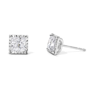 2 CT. T.W. Princess-Cut Certified Lab-Grown Diamond Solitaire Earrings in Sterling Silver (F/VS2)