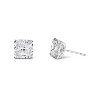 3 CT. T.W. Princess-Cut Certified Lab-Grown Diamond Solitaire Earrings in Sterling Silver (F/VS2)