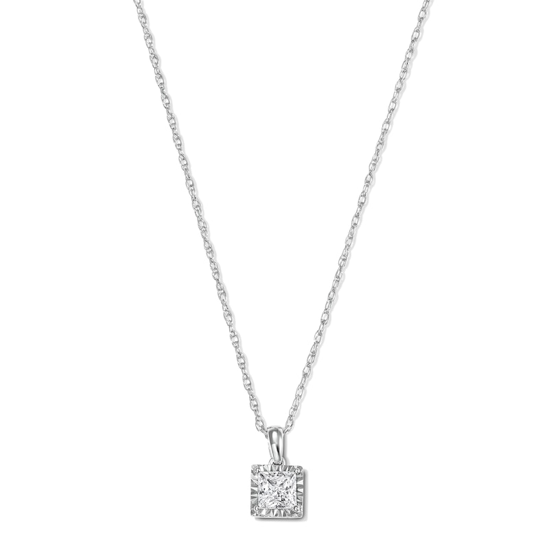 Main Image 1 of 1/2 CT. T.W. Princess-Cut Certified Lab-Grown Diamond Solitaire Pendant in Sterling Silver (F/VS2) - 18"