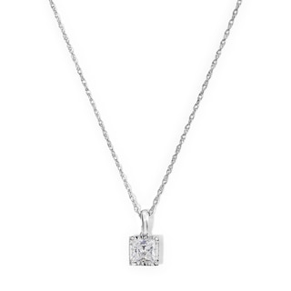 1 CT. T.W. Princess-Cut Certified Lab-Grown Diamond Solitaire Necklace in Sterling Silver (F/VS2)