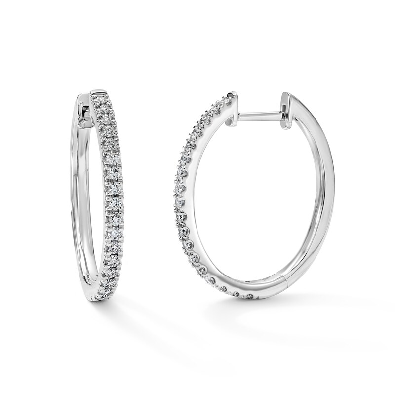 Main Image 1 of 1/2 CT. T.W. Diamond Hoops in Sterling Silver