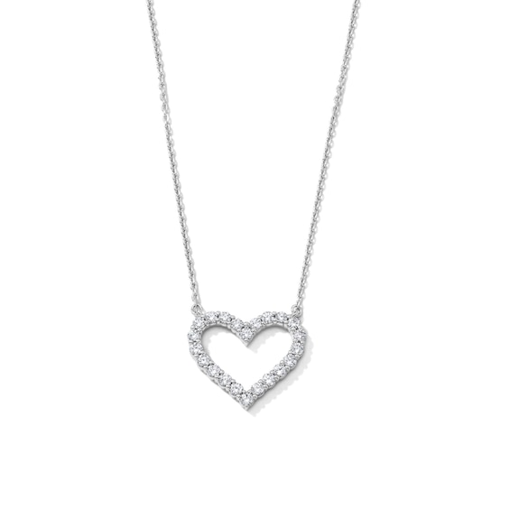 1/2 CT. T.W. Lab-Grown Diamond Heart Necklace in Sterling Silver (F/SI2) - 18"
