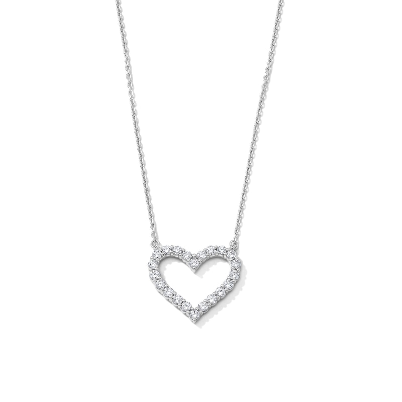 Main Image 1 of 1/2 CT. T.W. Lab-Grown Diamond Heart Necklace in Sterling Silver (F/SI2) - 18"