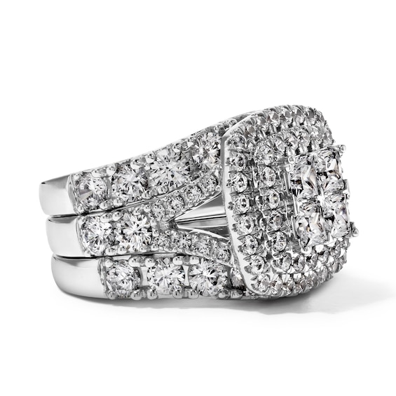 5 CT. T.w. Princess-Cut Composite Diamond Bridal Set in 14K White Gold