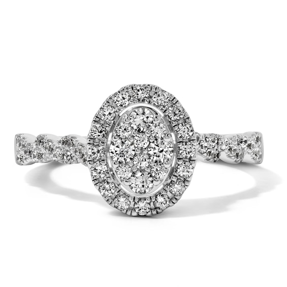 1/2 CT.T.W. Composite Diamond Oval Frame Engagement Ring in 10K White Gold (H/I2)