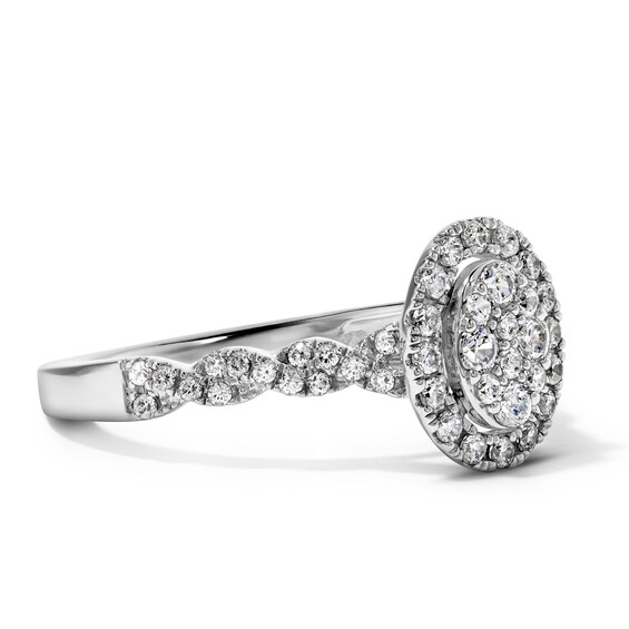 1/2 Ct.t.w. Composite Diamond Oval Frame Engagement Ring in 10K White Gold (H/I2)