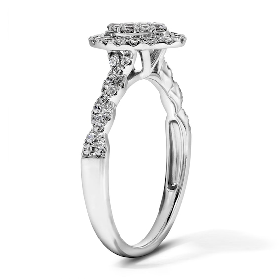 1/2 Ct.t.w. Composite Diamond Oval Frame Engagement Ring in 10K White Gold (H/I2)
