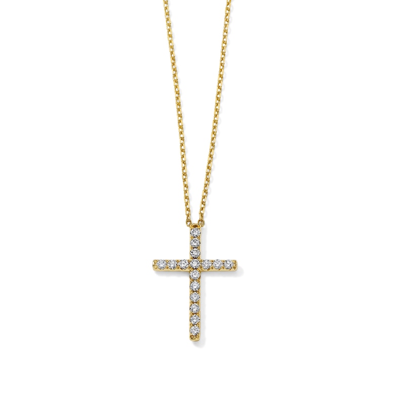Main Image 1 of 1/4 CT. T.W. Lab-Grown Diamond Cross Necklace in 10K Gold (F/VS2) - 18"