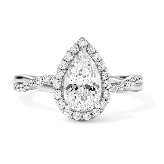 1-1/3 CT. T.w. Pear-Shaped Certified Lab-Grown Diamond Frame Engagement Ring in 14K White Gold (F/Vs2)