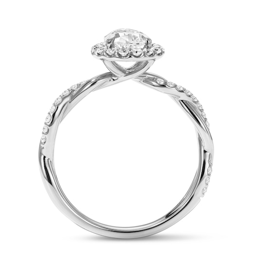 1-1/3 CT. T.w. Pear-Shaped Certified Lab-Grown Diamond Frame Engagement Ring in 14K White Gold (F/Vs2)