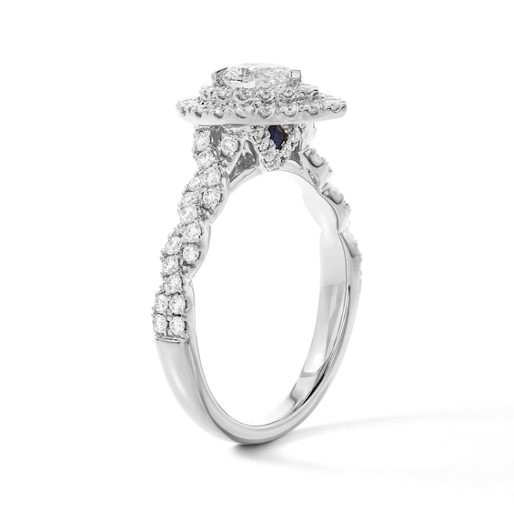 Vera Wang Love Collection 1 CT. T.w. Pear-Shaped Certified Diamond Frame Engagement Ring in 14K White Gold (I/Si2)