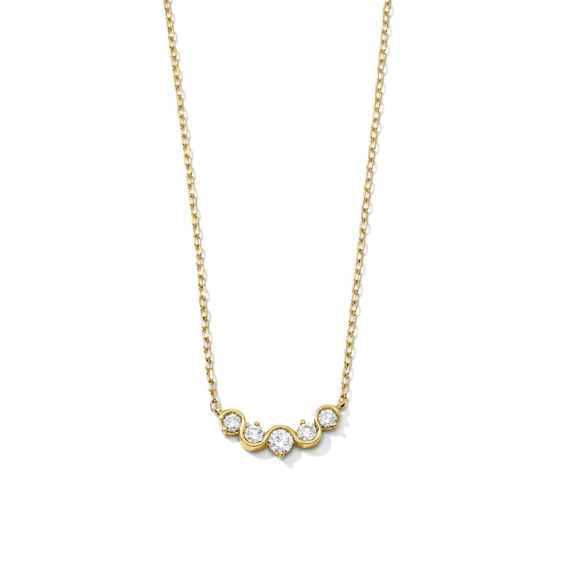 Main Image 1 of 1/4 CT. T.W. Lab-Grown Diamond Swirl Smile Necklace in 10K Gold (F/VS2) - 18"
