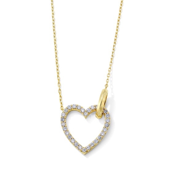 1/2 CT. T.W. Lab-Grown Diamond Heart Link Necklace in 10K Gold (F/VS2) - 18"