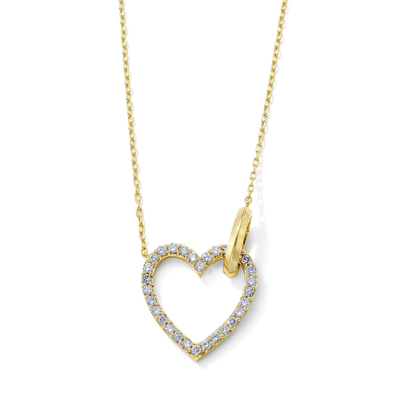 Main Image 1 of 1/2 CT. T.W. Lab-Grown Diamond Heart Link Necklace in 10K Gold (F/VS2) - 18"